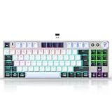TECURS Kabellose Mechanische Tastatur, TKL Wireless Gaming Tastatur mit Hintergrundbeleuchtung, Red Switch QWERTZ Deutsche Tastatur für PC Laptop Windows