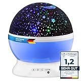 GOODS+GADGETS LED Nachtlicht Sternen-Himmel Projektor; Lechtendes Sternenlicht, Galaxy-Universum Schlaf-Licht für Kinder- & Jugendzimmer (Blau)