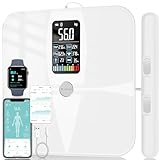 Körperfettwaage mit Handsensoren, Lepulse P1 Körperanalysewaage mit App, Waage mit Körperfett und Muskelmasse, 8 Elektroden Waage, Personenwaage mit Körperfettanalyse für 24 Nutzer, 20 Messdaten