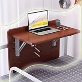 QSPNVFB Wandklapptisch Betttisch, Schwimmend Laptoptisch Kleiner Wandmontage Esstische Faltbarer Schreibtisch Für KüChe Arbeitszimmer Büro Balkon(Teak,60cm(24'))