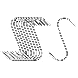 zoerbufan Fleischerhaken Edelstahl [10 Stück], Räucherhaken Robust und Langlebige Metzgerhaken, S-Haken für Badezimmer, Schlafzimmer, Büro, Küche, Geschäft, Fleischverarbeitung, BBQ Backen Fleisch