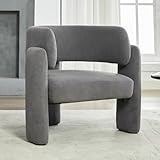 Merax Sessel Relaxsessel Ohrensessel, Stilvoll Loungesessel mit gepolstertem Sitzkissen, Armlehnen und Hohlkreuz, aus Flachvlies, Lesesessel für Wohnzimmer Schlafzimmer, Esszimmer, Büro, Dunkelgrau