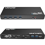WAVLINK USB 3.0 / USB C Ultra 5K Universal Docking Station unterstützt Dual 4K Videoausgänge für Laptop, PC oder Mac (DisplayPort und HDMI, Gigabit Ethernet, Audioausgang und Mic in, 6 USB 3.0 Ports)
