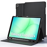 EasyAcc Hülle Book Cover für Samsung Galaxy Tab A11+/ A9+ Plus 11 Zoll 2025 mit Stifthalter, Dünn Folio Ständer Tablet Schutzhülle, Multi-Winkel Betrachtung, Schwarz
