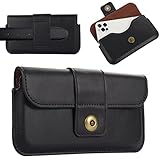 Handyhülle Handyholster kompatibel mit iPhone 16/15/14/13/12 Pro, Gürtelclip-Schlaufen aus Leder Samsung Galaxy S25/S24/S23/S22/S21 Handypanzer(Black)