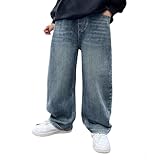Generisch Baggy Jeans Jungen Weites Bein Jeanshosen Kinder Barrel Denim Hose Straight Leg Denimhose Elastischem Bund Cargojeans Cargohose Jogginghose Wanderhose Freizeithose Streetwear Lang Trousers