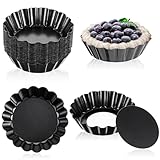 COMNICO Mini-Tarte-Formen, 7,6 cm, abnehmbar, rund, loser Boden, Karbonstahl, antihaftbeschichtet, Quicheform, strapazierfähig, geriffelte Seite, Backformen für Kuchen, Mousse, Kuchen, Dessert,