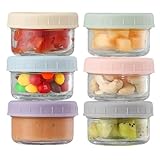 Einmachgläser, 6 Stück Overnight Oats Gläser, 80ML Glas Kleine Gläser, Lebensmittelbehälter, Wiederverwendbare Glasbehälter mit Deckel, Marmeladengläser Glasbehälter, für Snack, Salat, Gewürze