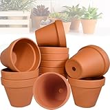 Mockotta 12 Stück 7 X 6 cm Tontöpfe Klein, Terrakotta Topf, Kleine Tontöpfe zum Basteln, Kleine Blumentöpfe, Blumentöpfe zum Bemalen, Tontöpfe Klein mit Abflussloch, Wiederverwendbar Tontopf