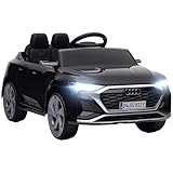 AIYAPLAY Kinder Elektroauto 12V Audi Q8 Kinderauto mit 2,4G Fernbedienung, 2 Motoren MP3 Musik & Hupe, Elektrofahrzeug mit Scheinwerfer, 4 gefederte Räder für 3-4 Jahre Kinder, Schwarz