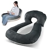 hugnaps Lesekissen für Bett und Sofa - Rückenkissen - Komfortkissen Erwachsene - Reading Pillow - Zweiteilig, Flexibel einsetzbar zum Lesen, Entspannen oder als Schlafkissen (Weiß/Dunkelgrau)