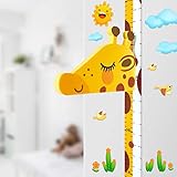 Baby Messlatte Höhe Diagramm für Kinderziemmer Dekoration, 3D beweglicher Giraffenkopf Höhenmesser Kindergarten Tier Wandabziehbild VON DUOUPA