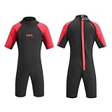 Urban Beach Unisex Kids Sharptooth Shorty Wetsuit Kurzer Neoprenanzug für Kinder, rot, 7-8 Jahre