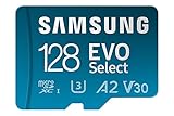 Samsung EVO Select (2024) microSD-Karte + SD-Adapter, 128 GB, Speicherkarte für Smartphone und Tablet, UHS-I U3, 4K UHD, Full HD, 160 MB/s Lesen, MB-ME128SA/EU