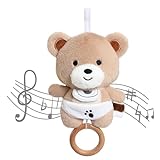 COTTONBEBE Spieluhr Baby Einschlafhilfe, Teddybär Plüschtier Spielzeug mit weiche Wiegenlied für 0+ Monaten Mädchen Junge, Perfektes Baby Geschenk