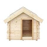 Hundehütte Outdoor kleine Hunde – Hundehaus Holz für Kleiner Rassen, wasserfestes Dach 76 x 99 x H80 cm, Größe S, Timbela M401-1