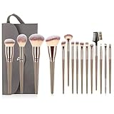 YPYMOD 15 Stück Pinselset Makeup Professionelles Make up Pinsel set, Highlights, Konturen, Pinsel in Reisegröße, Mit Dunkelgrau Schminktasche