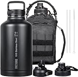 OneTigris Thermosflasche Outdoor 1,9L, Edelstahl Trinkflasche Thermoskanne Thermo Wasserflasche für Fahrrad, Camping, Yoga, Gym, Softair