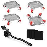 9-Teiliges Möbel Transportroller Set, Schwerlast Möbelheber mit Verlängerungsstange und 4 Möbelroller, 360 Grad Drehbar Rads, Tragfähigkeit von 600kg, für Sofas, Schränke und Kühlschränke Zu Bewegen