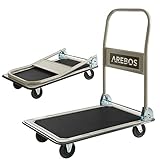 Arebos Plattformwagen Transportwagen Lagerwagen klappbar | 150kg Tragkraft | Lastenwagen | Transporthilfe mit Lenkrollen | Antirutschbeschichtung | Kantenschutz 360° Lenkrollen Paketwagen Klappwagen