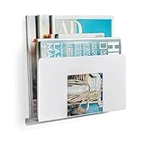 etterr Wandmagazin Rack Zeitschriftentisch Organizer, Aktenmappe, Aktenordner, A4 Papier, A4 Folie, Küche, BüroEingangsbehälter.Badezimmerregal (Weiß, 1 Stück)