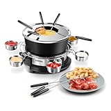 CUSIMAX Elektrisches Fondue-Set mit 1300W Leistungsregelung für Käse, Schokolade, Öl und Brühe, 2L Antihaft-Elektro-Fondue-Topf mit 8 Gabeln, 6 Tassen und abnehmbarem Anti-Verbrühungs-Griff