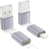 BRV Explorer USB C auf Lightning Adapter (2 Stück) & Adapter USB C auf USB (2 Stück), USB-C Buchse auf Lightning Stecker für iPhone 14 13 12 11 Pro Max, USB C Adapter für iPhone iPad Samsung Galaxy