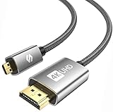 Silkland Micro HDMI auf HDMI Kabel 2M, 4K@60Hz, Ethernet, 3D, HDR und ARC, Micro HDMI Kabel Kompatibel mit GoPro Hero 9/8/7/6/5, Raspberry Pi 5/4, Sony Kamera A6300 A6400（Nicht Mini HDMI）