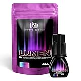 LOVELY LUMEN UV Wimpernkleber Schwarz 4ml - Schneller Wimpernkleber, 8 Wochen halt, für Wimpernverlängerung mit UV Technik - Schnelltrocknend, Hypoallergen & Stark - Profi-Kleber Wimpernstylisten