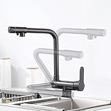 3-in-1 schwarzer Küchenarmatur für 3-Wege-Wasserhahn, Trinkwasserhahn, Einhandgriff, modernes Design für Zuhause, Küche