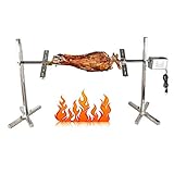 OUKANING 220V 53 Zoll BBQ Rotisserie Elektrisch Spanferkelgrill Lammgrill Grill Grillwagen Barbecue Smoker Grillspieß Drehspieß Drehspiess Edelstahl