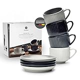 Diemker Premium Espressotassen Set (Mit Henkel & Untertasse) | Espresso Tassen 85ml, in vier Farben, handgefertigt, Mokka, Mokkatassen, dickwandig, kombinierbar, Doppio, Lungo, Italiensch