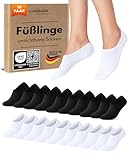 10 Paar Füßlinge Damen Sneaker Socken Herren Unsichtbar Atmungsaktiv Baumwolle mit Silikonpad 70106T (Schwarz Weiß 39-42)