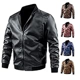 Lederjacke Herren Slim Fit Motorrad Lederjacke Herren Leicht Windjacke üBergrößE Cardigan Sweatjacke Mit Langem Full-Zip ReißVerschluss Slim Fit Langarmshirt Winterjacke Klimaschonende