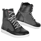 Vaster Moto Motorradstiefel für Herren, Mikrofaser, wasserdicht, urbaner Gebrauch, Verstärkung, Gangschaltung, Schutzstiefel, Sneaker, Motorradschuhe, rutschfeste Gummisohle, CE-zertifiziert, grau, 44