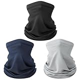 3 Stück Multifunktionstuch Schlauchschal, Winddicht Bandanas Elastiche Schnelltrocknend Maske Sonnenschutz Halstuch Herren Damen Loop Schal Neckwarmer für Radsport Ski (Schwarz Grau Nachtblau )