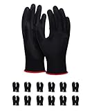 DONAU SAFETY Montagehandschuhe Handschuhe/Größe 09, 12 Paar/Kat. II/Schwarz/Handschuhe Arbeitshandschuhe aus Polyester/Polyurethan/Garten-, Builders, Mechaniker