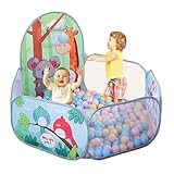 Bällebad Baby mit Basketball-Ring - Pop-Up-Spielzelt für Kinder Dinosaurier bällebad Baby für Kleinkind Klappbarer für Mädchen Jungen Indoor Outdoor Spiel Hund Ballbad 120 cm Bälle Nicht enthalten (B)