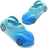 AYUEBO Unisex Kinder Clogs Jungen Mädchen Gartenschuhe Pantoffeln rutschfeste Gartenclogs Strand Gummi Hausschuhe Sommer Latschen,Auto-Blau,EU28/29