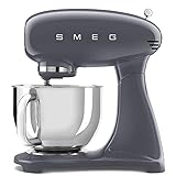 Smeg, SMF03GREU Küchenmaschine, 10 Geschwindigkeitsstufen, Planetenrührwerk, Sicherheitsabschaltung, 2 Rührbesen, Kugelgriff aus Edelstahl, 800 W, Grau
