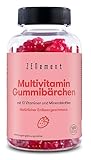 Multivitamin Gummibärchenfür Kinder, 120 Stück | Gummies mit 13 Vitaminen und Mineralstoffen (Vitamin C, D3, Biotin, Folsäure, Zink & mehr) | Mit Erdbeergeschmack | Zenement