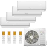 HANTECH Multisplit Klimaanlage mit 4x 9000 BTU Inneneinheit WIFI und 32000 BTU Außeneinheit