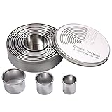 ZITFRI 12 Stück rund Ausstechformen Ringe Keksformen Edelstahl Circle Cookie Cutter 2,8 cm-11,5 cm Donut Ausstecher Ring für Plätzchen Keks Kekse Gebäck - Aufbewahrungsbox