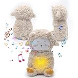 Umllpet Schlummer Otter Kuscheltier mit Atembewegung und Musik, Baby Erstausstattung, Neugeborene, Baby Spielzeug Schlummer Kuscheltier Schaf ab Geburt, Babyparty und Neugeborenen Geschenk