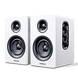 Sanyun SW208 3' Aktive Bluetooth 5.0 Regallautsprecher - 60W-Kohlefaser-Lautsprechereinheit - eingebauter 24-Bit-DAC - dynamischer 3D-Surroundsound – 2.0 Computer-PC-Monitor (Paar, weiß)