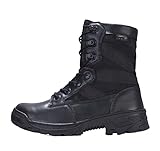 Herren Trekking Wanderschuhe Militärische taktische Schicht Leder Arbeit Sport Stiefel Nylon Wasserdicht Sneaker, Schwarz , 43 1/3 EU