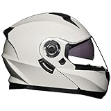 Klapphelm Mit Sonnenblende Motorradhelm ECE 22.06 Zertifiziert Vollvisier 190° Sichtfeld Kratzfestem Visier Integralhelm Ganzjahreshelme Für Damen und Herren F,XXL60~61