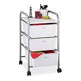 Relaxdays Badrollwagen, 3 Schubladen, Metall & Kunststoff, Rollcontainer Bad, Kosmetik, HxBxT: 60 x 33 x 39 cm, silber, 1 Stück