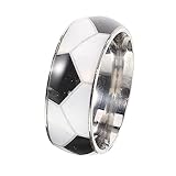 Milisten Titanring mit Fußballmuster für Stylischer Retro Titanstahl für Partys und Alltägliche Outfits