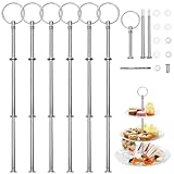 Kigniote 3 stufige Etageren Stangen Set, 6 Stück Metallstangen Etagere silber mit Bohrer, Etagere Stäbe für Torte Cupcakes Macarons Donut Muffin und Obst (Platte nicht enthalten) (Silber)